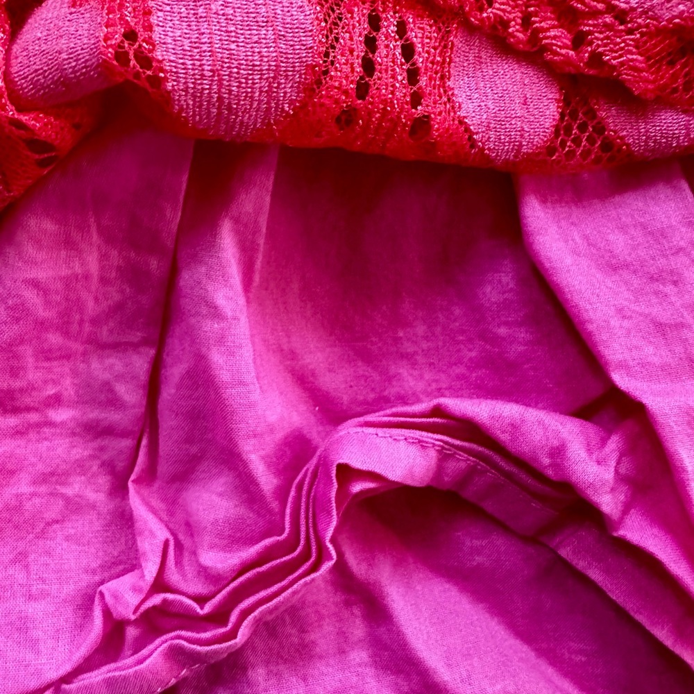 EUC Genuine Kids by Osh Kosh magenta lace over pink dress w/ ruffle straps. 2T. - Picture 3 of 6